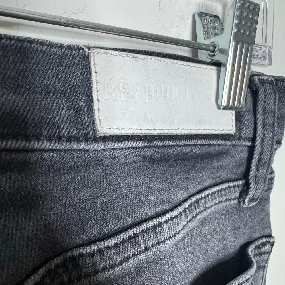 RE/DONE Originals High Rise Ankle Crop Jeans Black Wash Raw Hem‎ Distressed 28 - Picture 8 of 12